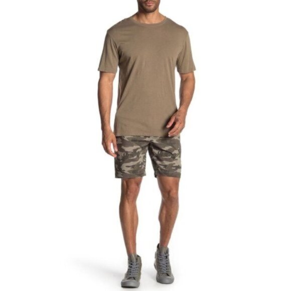 Slate & Stone Mens Brown Tan Camo Pockets Casual Bermuda Shorts Sz 30 NEW